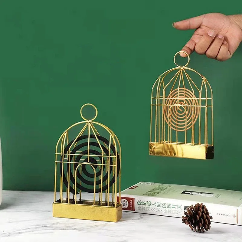 

Nordic Iron Mosquito Coil Holder Birdcage Shape Holder Summer Day Iron Mosquito Repellent Incenses Shelf Rack Home Decoration