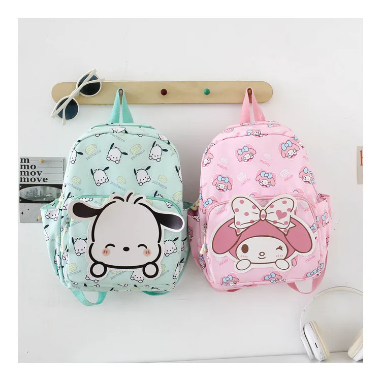 Sac à dos Hello Kitty Sanurgente Anime, sacs d'école Cinnamoroll Kuromi avec breloque portefeuille, sac à dos de voyage décontracté pour étudiant fille