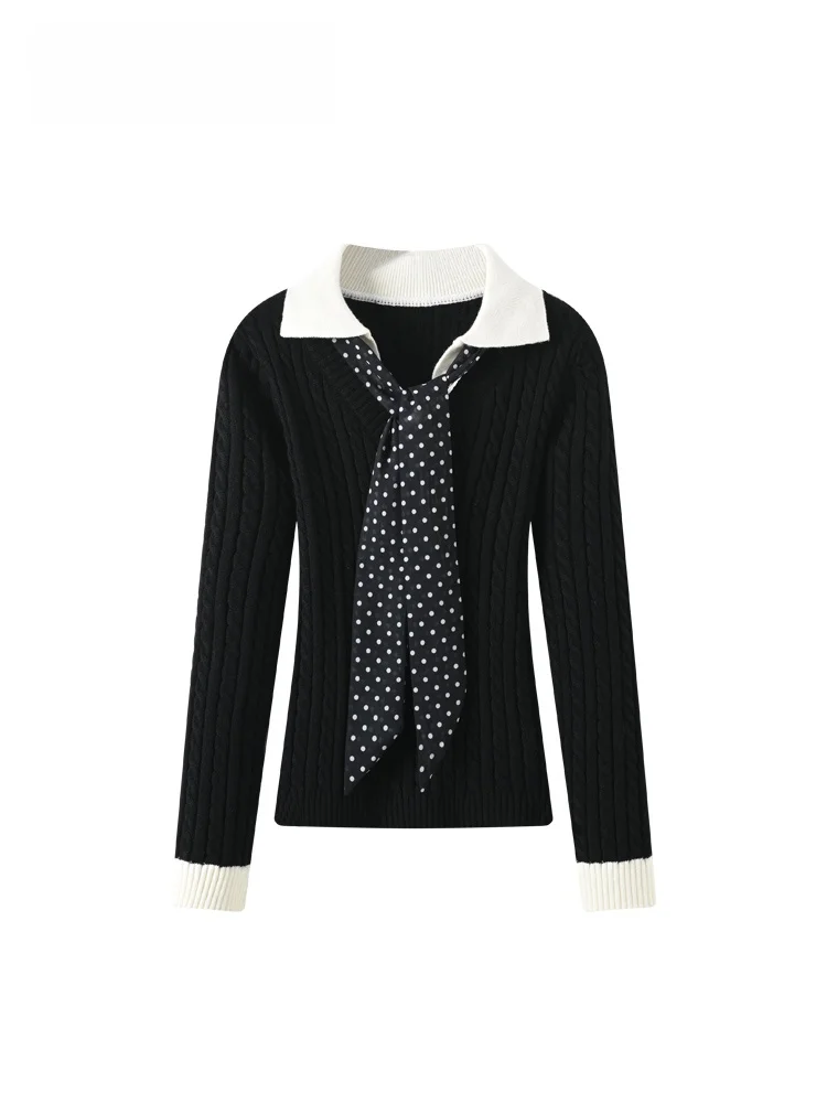 

Длинный вязаный свитер размера плюс для женщин, повседневный свободный крой с отложным воротником, осень-зима, новый Sle Faionable A...