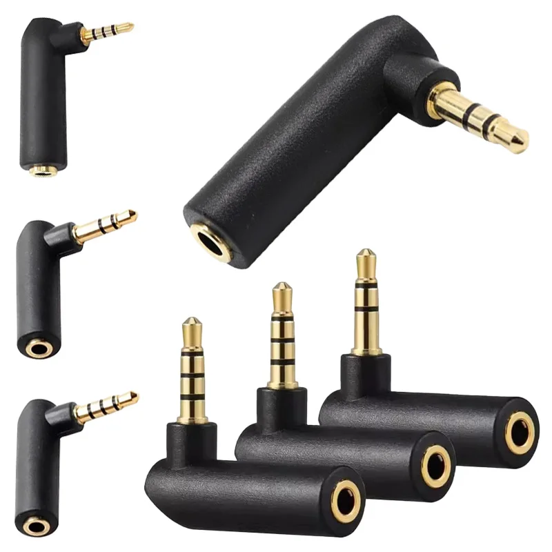 5/20Pcs Gold-plated 3Pole 4Pole Male Plug Female Jack L-Shape Audio Adapter 2.5mm 3.5mm Stereo Audio Connector