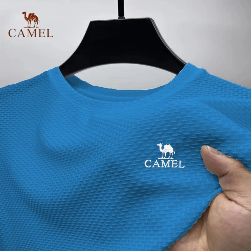 High-End Embroidered CAMEL Ice Silk Mesh Short-Sleeved Polo T-Shirt for Men