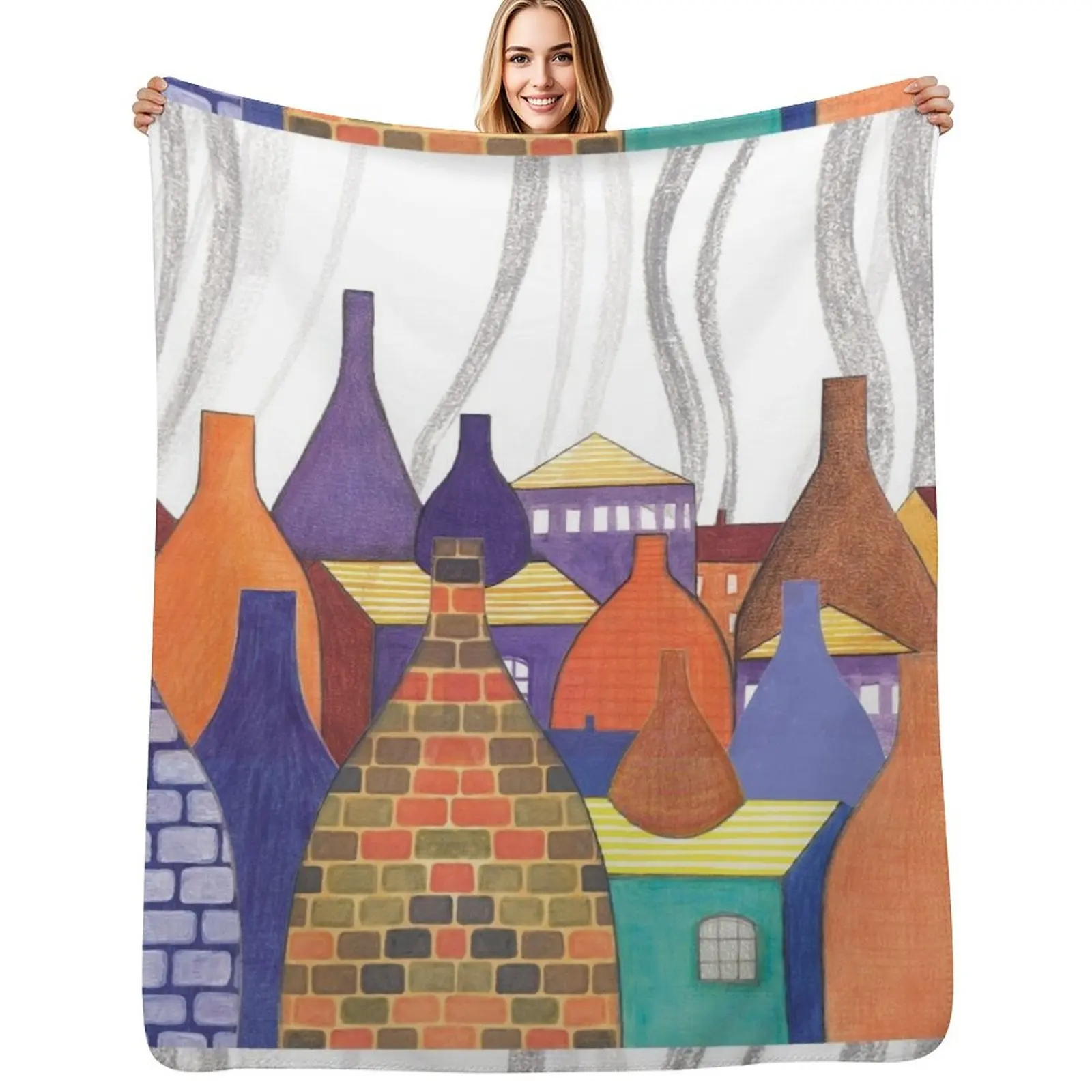 

STOKE ON TRENT: SMOKE KILNS Throw Blanket Soft Warm Blanket Gift for Men Women Adults