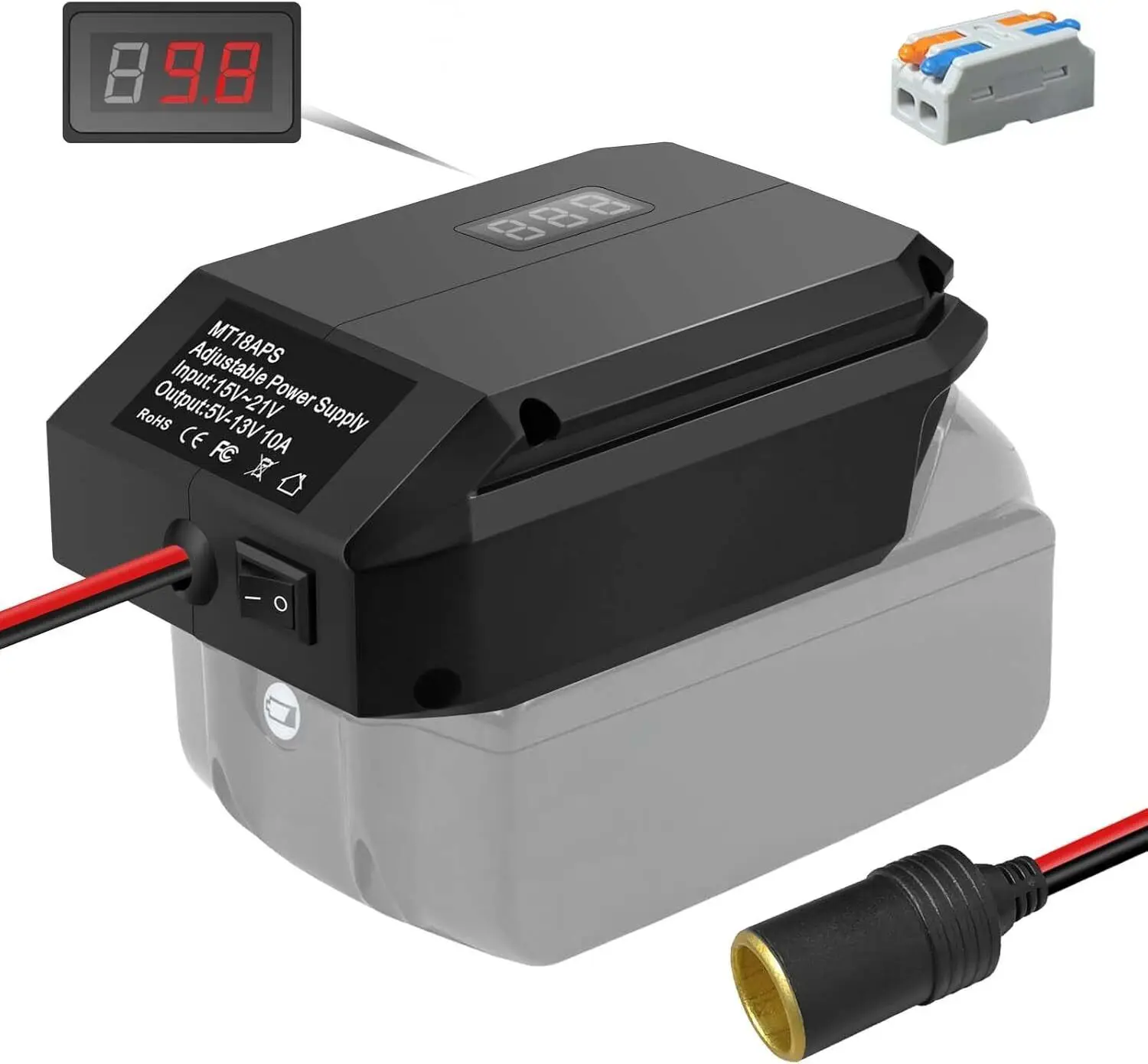 Step Down Converter For Makita Adaptador de Bateria Isqueiro Adaptador Roda Power Geladeira Carro 18v a 12v