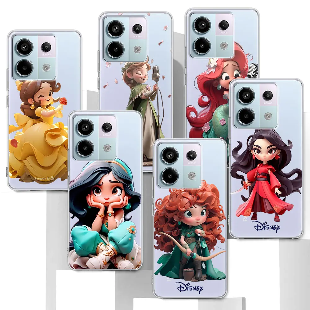 Disney Princess Jasmine Case for Xiaomi Redmi Note 10 13 11 11S 8 12 Pro Plus 11E 9 9S 10S 11T 12S Transparent TPU Phone Cover