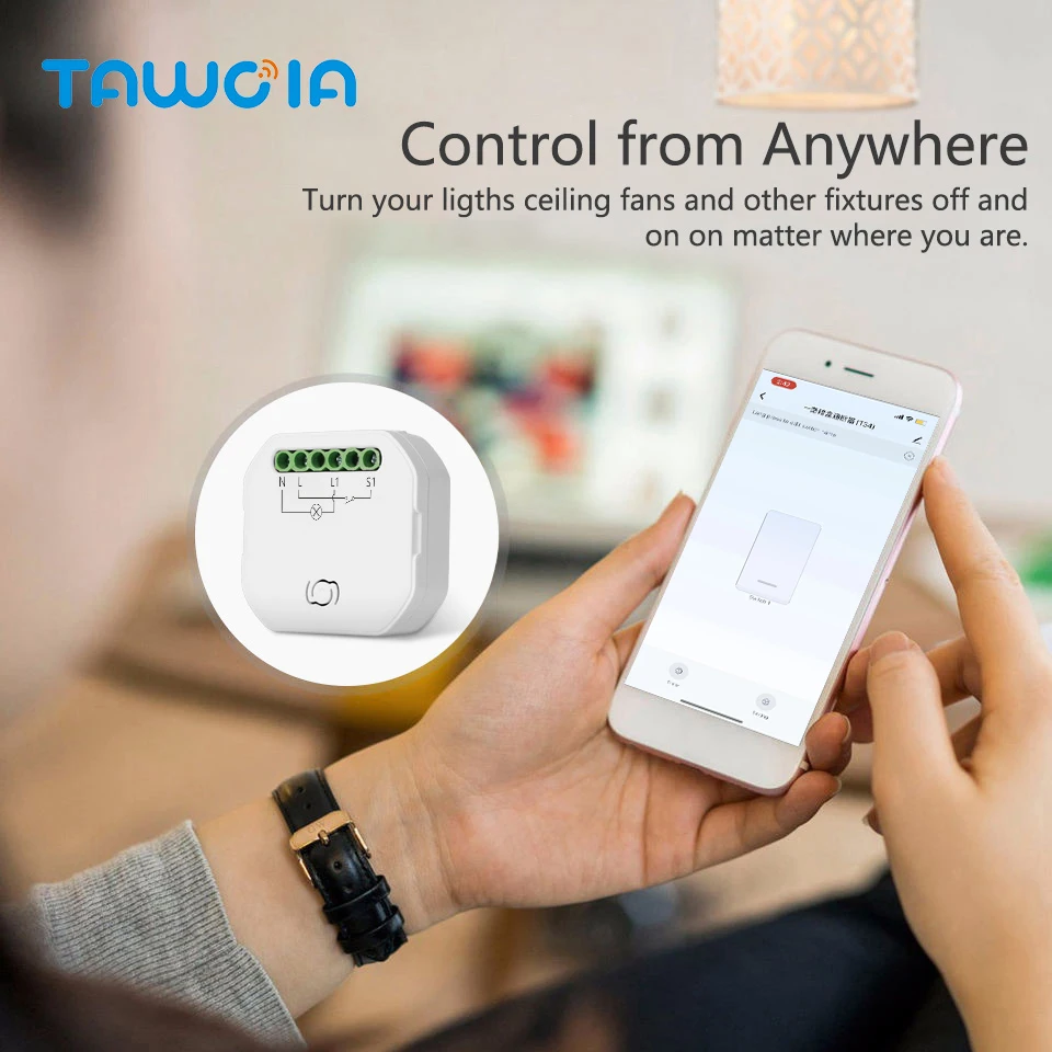 TAWOIA Smart WiFi Switch Module DIY Light Dimmer Curtain Switch Smart Life App Remote Control Alexa Google Home Voice Control