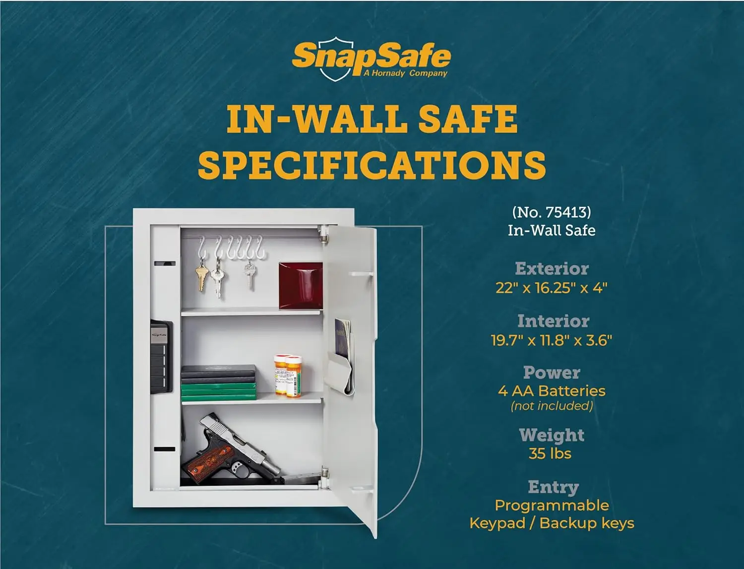 In Wall Gun Safe and Money Safe - Hidden Safe Provides Security for Your Firearms & Valuables, Keypad Entry