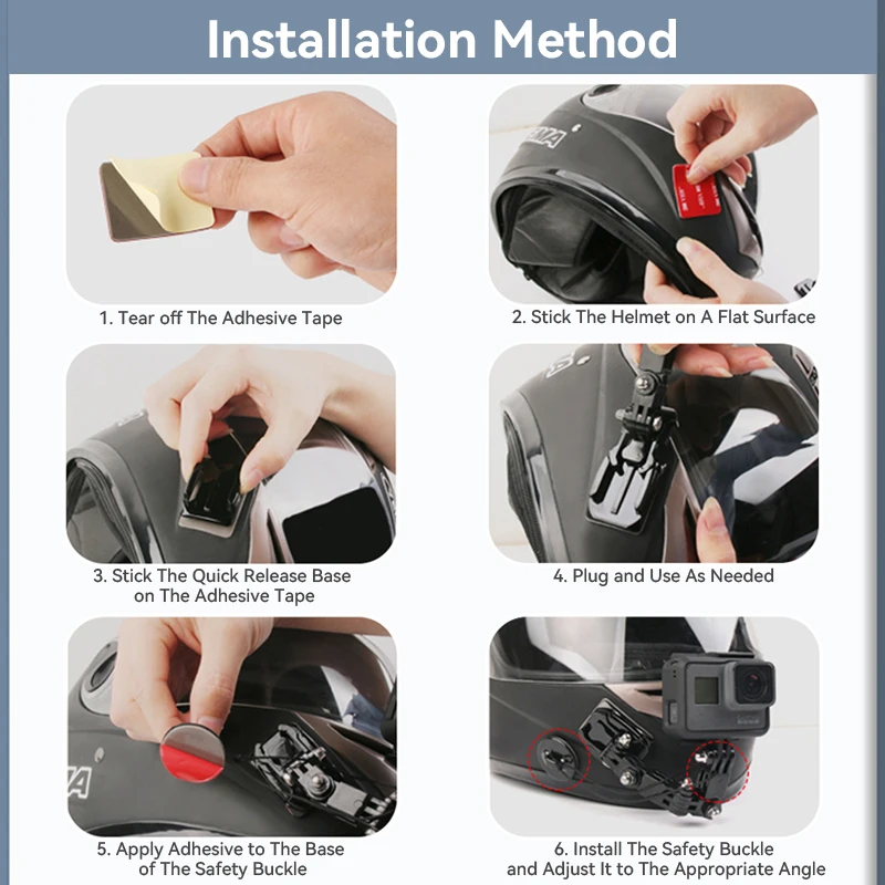 Adjustment Base Helmet Chin Mount Riding Belt Head for Gopro  13 12 11 10 DJI OSMO Action 3 4 Insta360 X4 X3 Camera Accessories