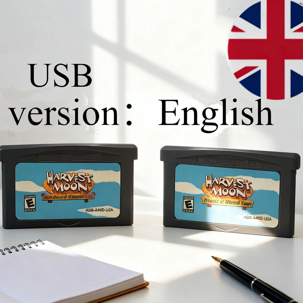 

USB GBA Game Cartridge Harvest Moon Series 32 Bit Video Game Console Card Friends of Mineral Town for GBA/SP/DS
