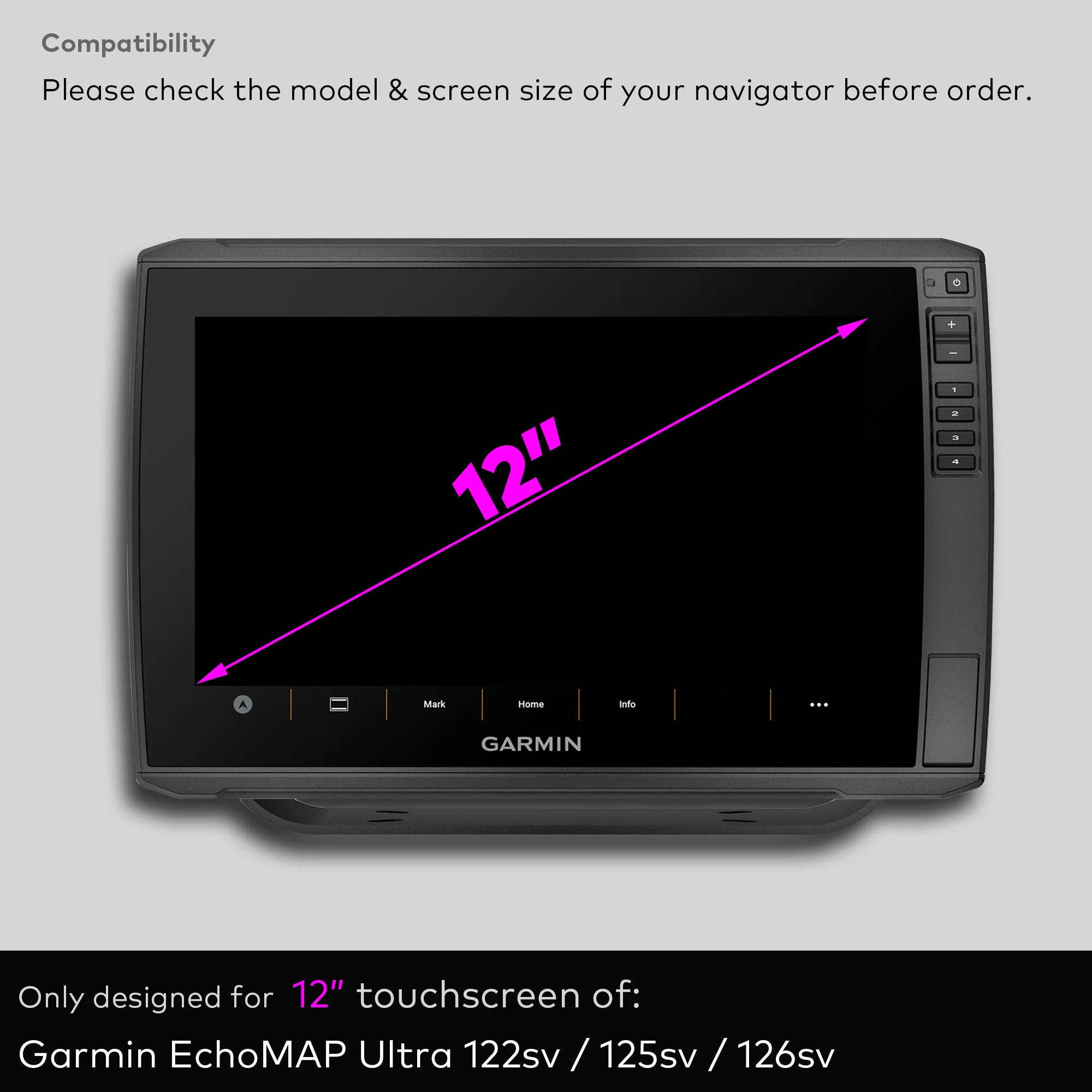 INNOSURE Tempered Glass Screen Protector for Garmin EchoMAP Ultra 122sv 125sv 126sv Fishfinder 12 Inch Touchscreen Anti Glare