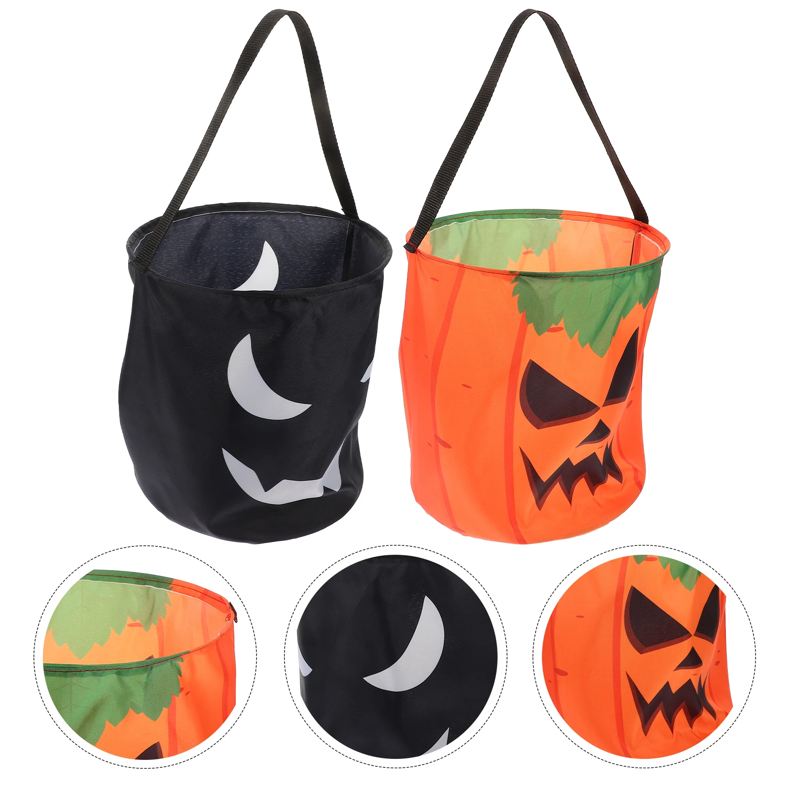 

2 Pcs LED Candy Bags Halloween Bucket Glow Pumpkin Buckets for Kids Lighted Trick Treating Party Supplies Bulk Polyester Storage