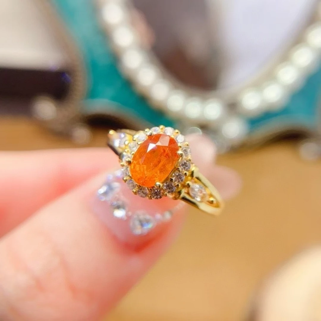 

KJJEAXCMY Natural Garnet Ring S925 Silver Inlaid Simple Women's High-End Jewelry The crystal is clean and has beautiful color