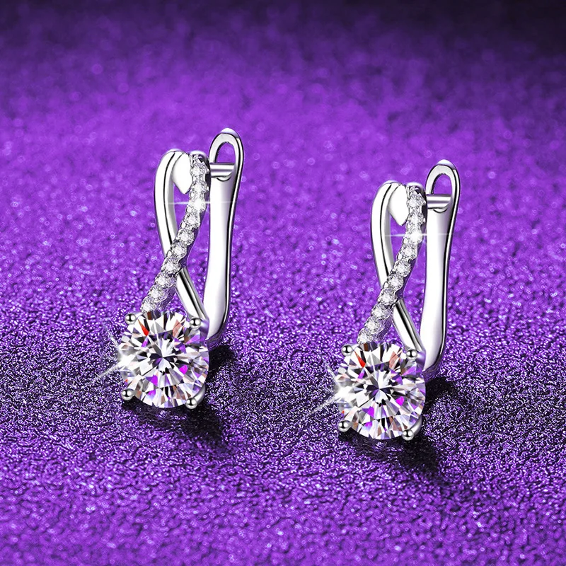 

S925 Silver White Gold Plated 1CT D Color Moissanite Figure 8 Infinity Mobius Earrings for Women, Exquisite Jewelry.