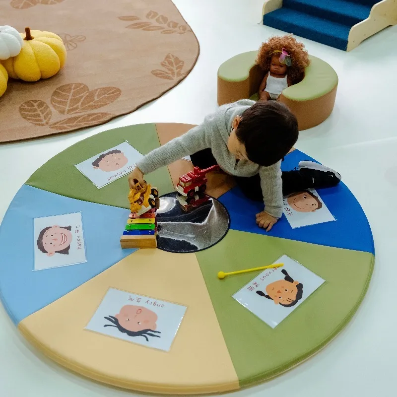 120Cm round sensory pad 6 colors interactive game pad 3cm thick flame retardant foam crawling aids