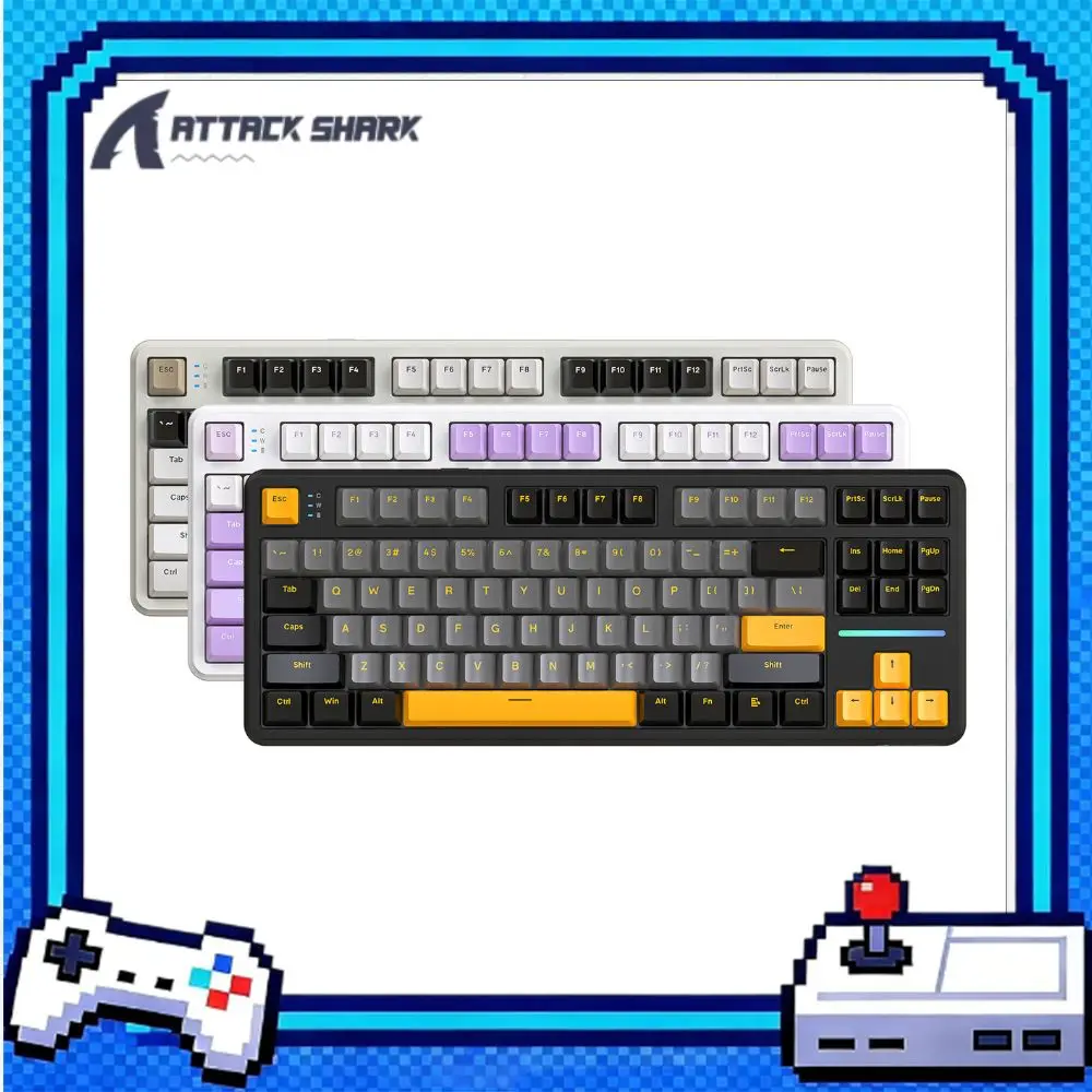 ATTACK SHARK X87 Mechanical Gaming Keyboard Tri-Mode Wireless 2.4G Long Battery Life Gasket RGB Hot Swappable Custom Keyboard