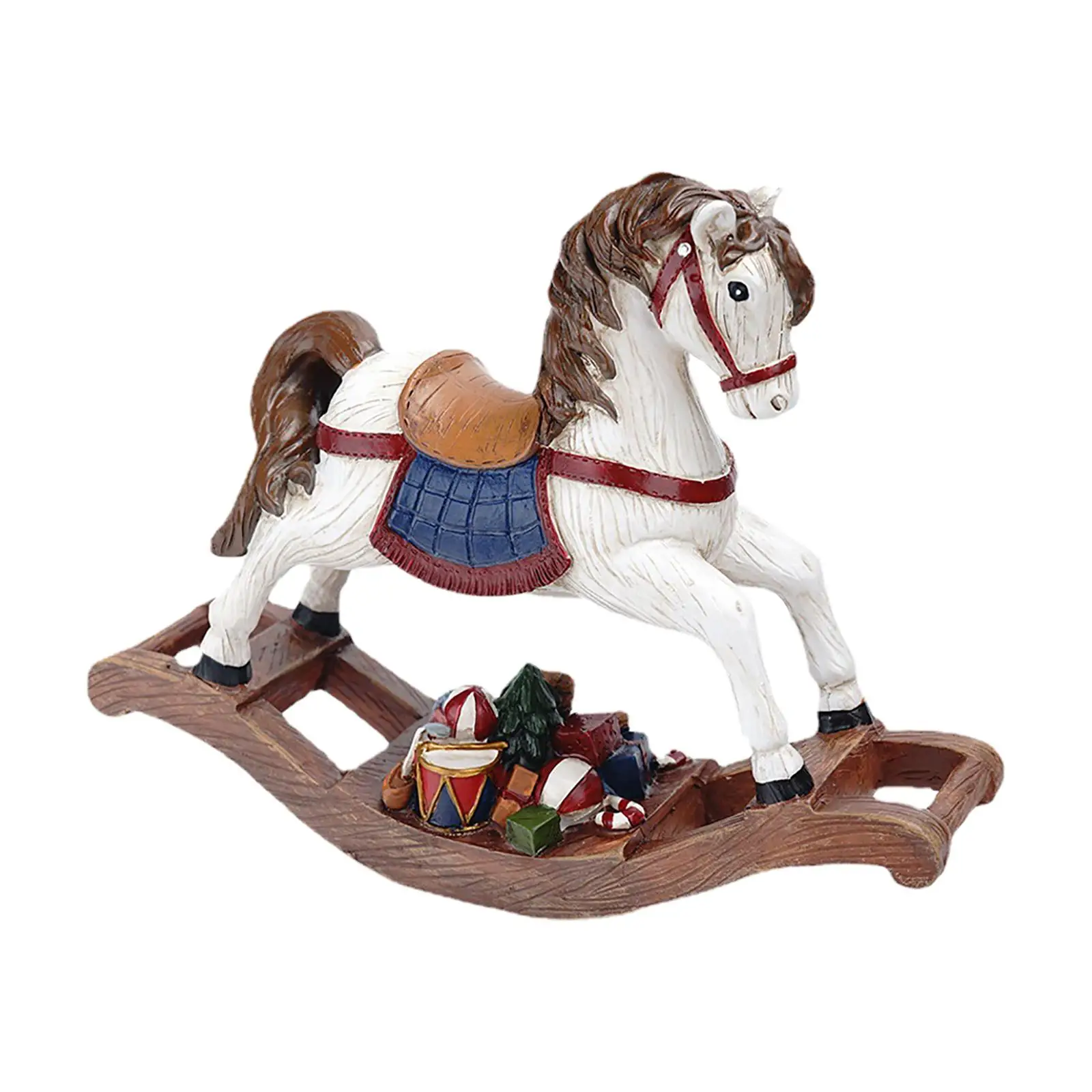 Nordic Style Rocking Horse Doll Figurine, Collection Ornament Art Tabletop Craft