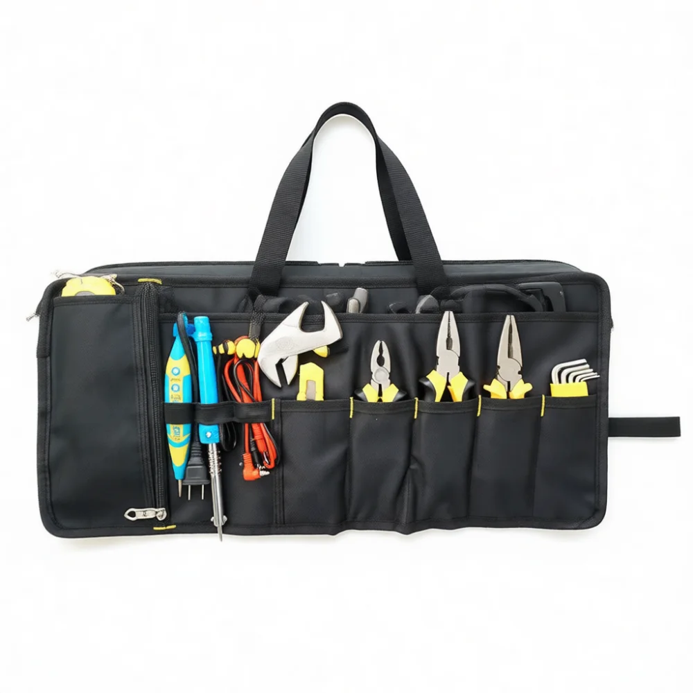 Compact Roll Up Electrician Tool Pouch Durable Oxford Storage Bag Organizer For Computer Repair Maintenance Technician Shop