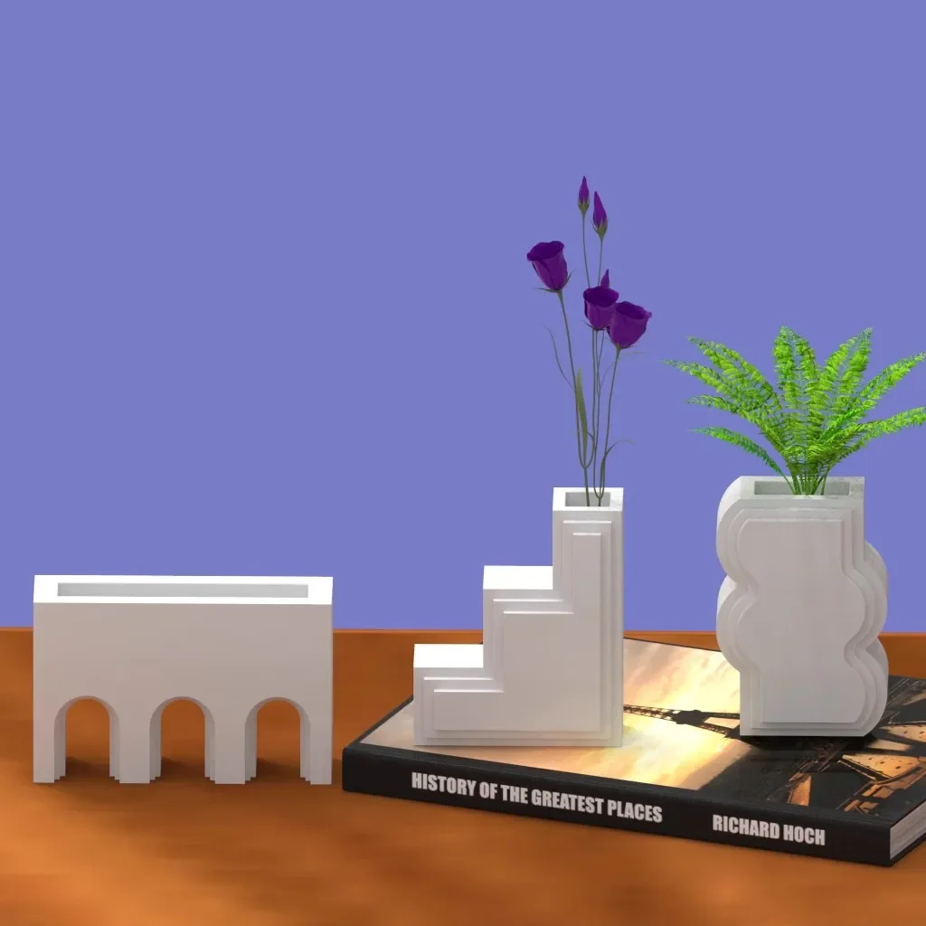 Geometric Concrete Vase Silicone Mold Square Cement Indoor DIY Plaster Flower Pot Mould for Craft Making