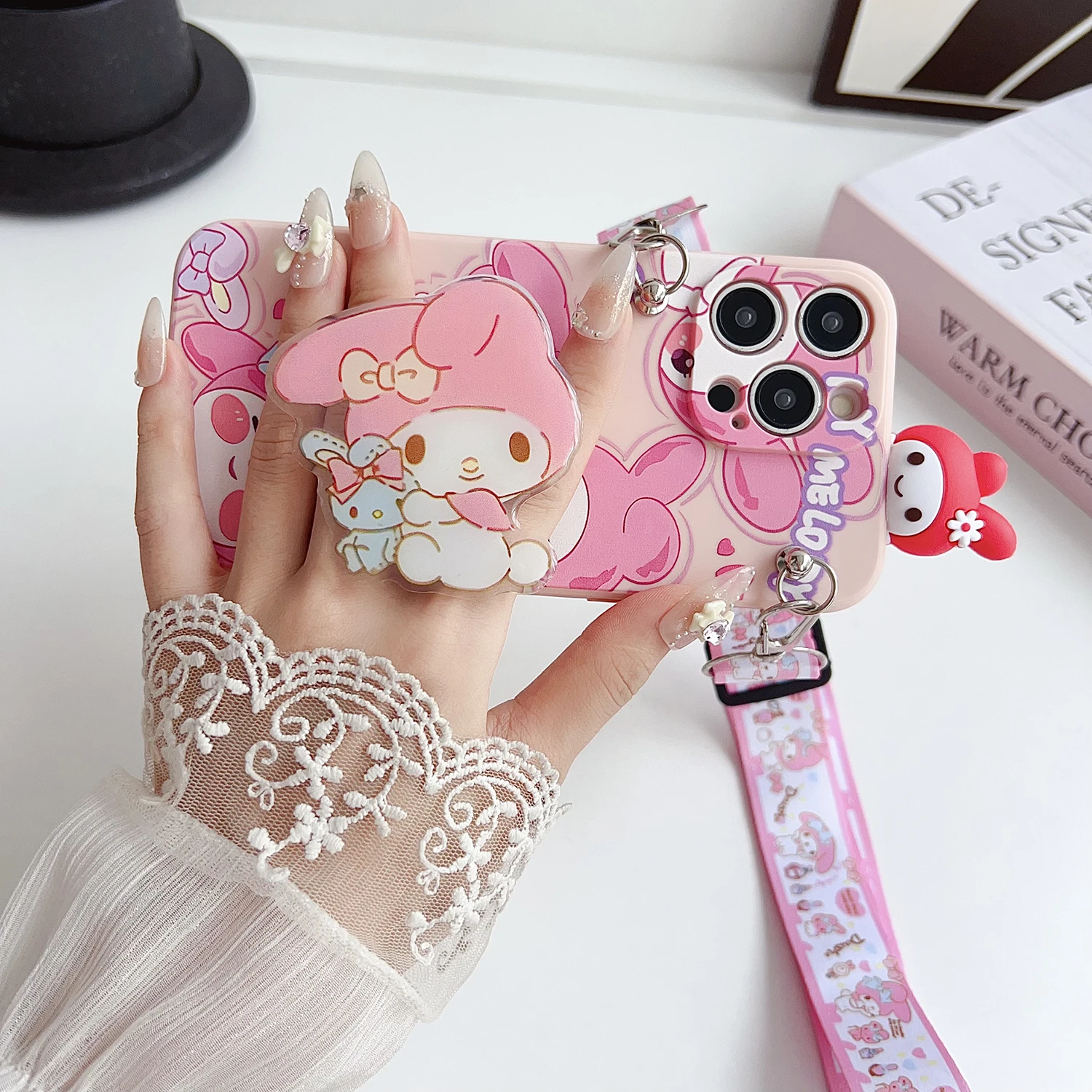 For Samsung Galaxy S8 S9 S10 S20 S21 S22 S23 S24 S25 Plus Ultra FE Note 8 9 10 20 Shy Kuromi Case With Holder Rope - náhled 5