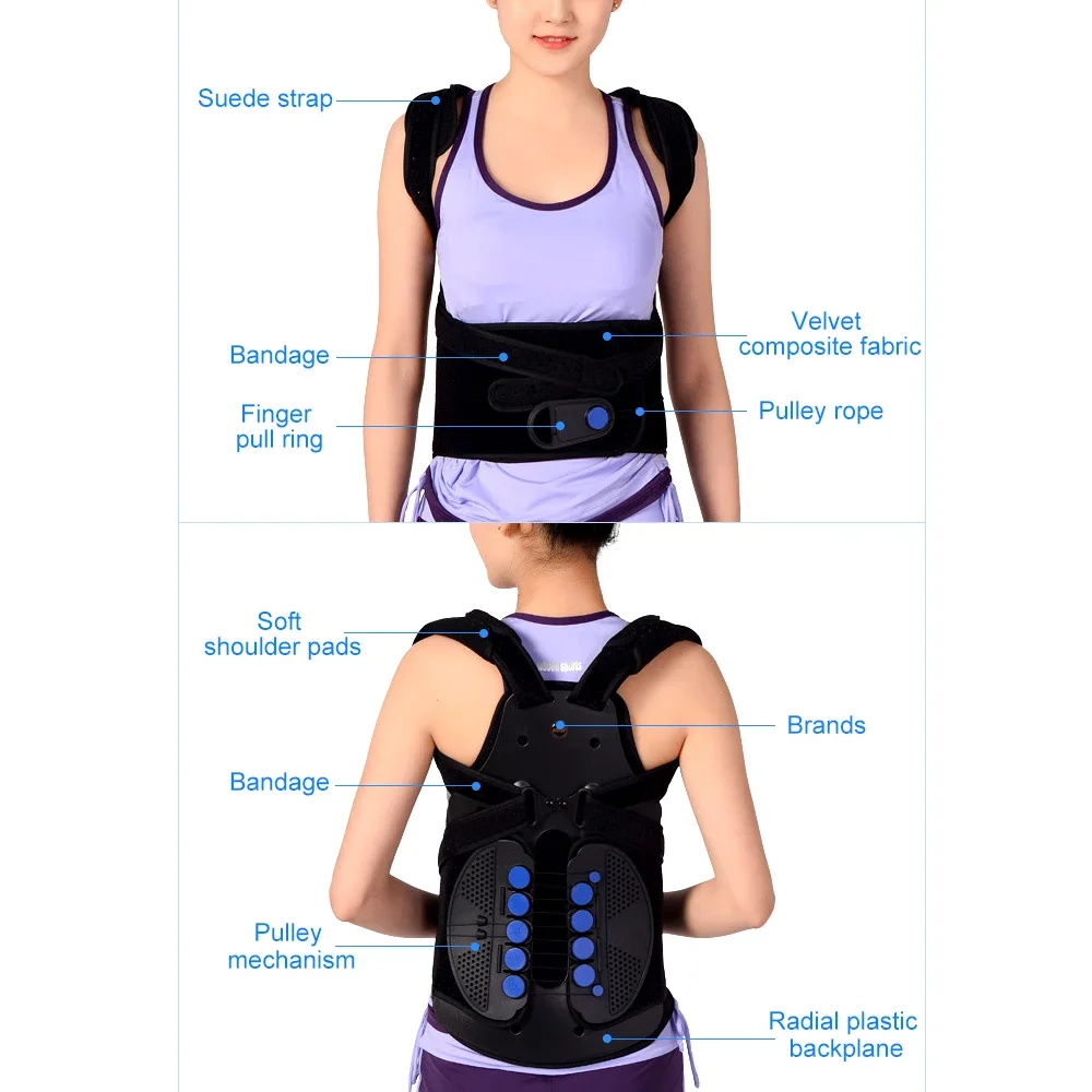 Thoracic Full Back Brace for Men and Women - Universal Treat Kyphosis, Compression Fractures, Osteoporosis, Upper Spine Injuries