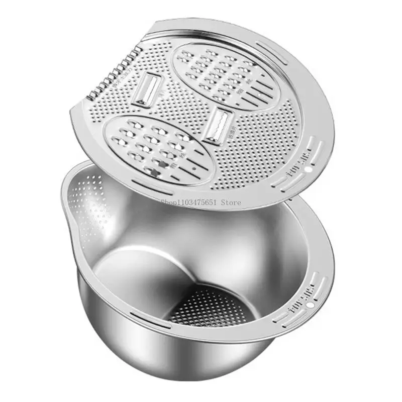  Multipurpose Steel Rice And Vegetable Strainer Small Colander Bowl Washing Container with Grater For Healthy Cooking