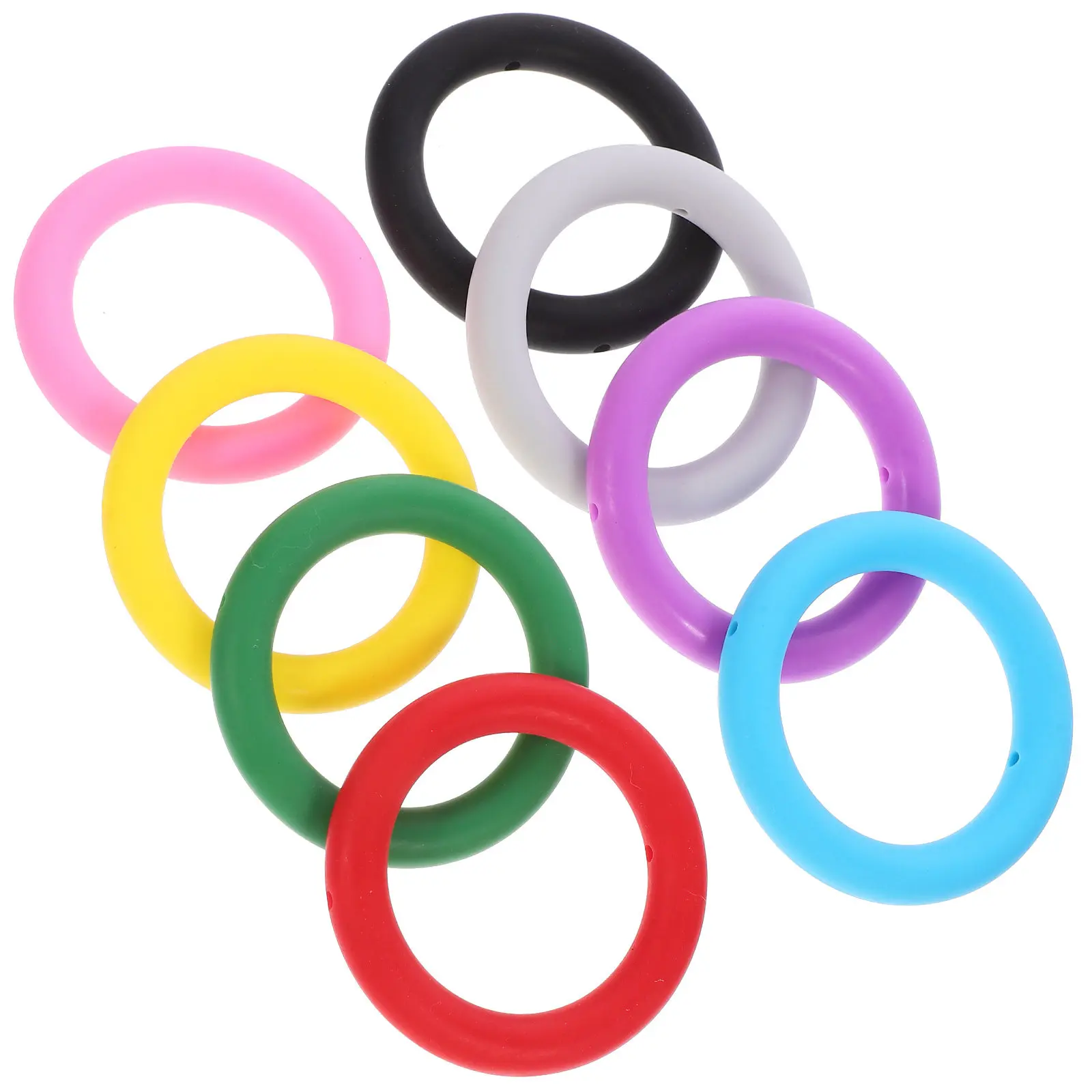 8Pcs Silicone Rings Round Loop Multi Function DIY Keychain Pendant Silicone Circle Bead Craft Supplies DIY Supplies