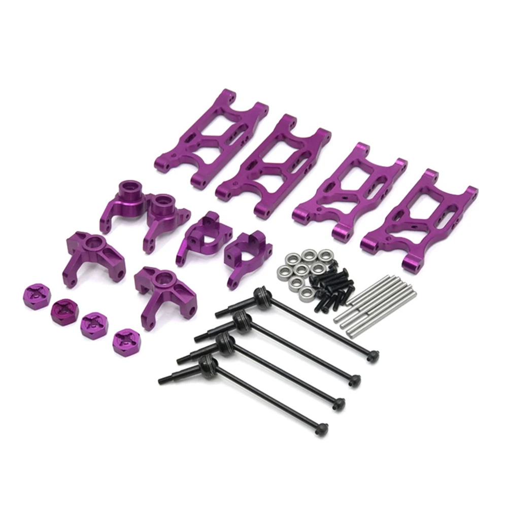 For 1/14 WLtoys 144001 124017-16-18-19 RC Car, Upgrade Spare Parts, Swing Arm, Steering Cup, CVD Etc 8-Pcs Set,Purple