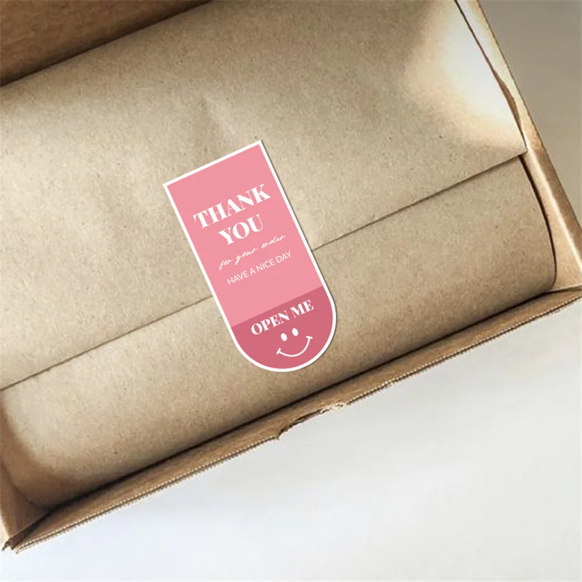 100pcs Thank You For Your Order Stickers Cute Smile Decorative Sealing Label for Business Gift Packaging Baking handmade Sticker