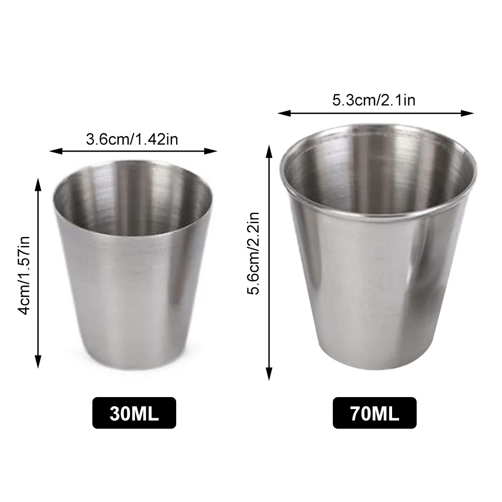 4pcs 30ML 70ML Outdoor Camping Cup Mug Stainless Steel Water Cup Mini Set Glasses for Whisky Wine with Storage Bag Drinkware