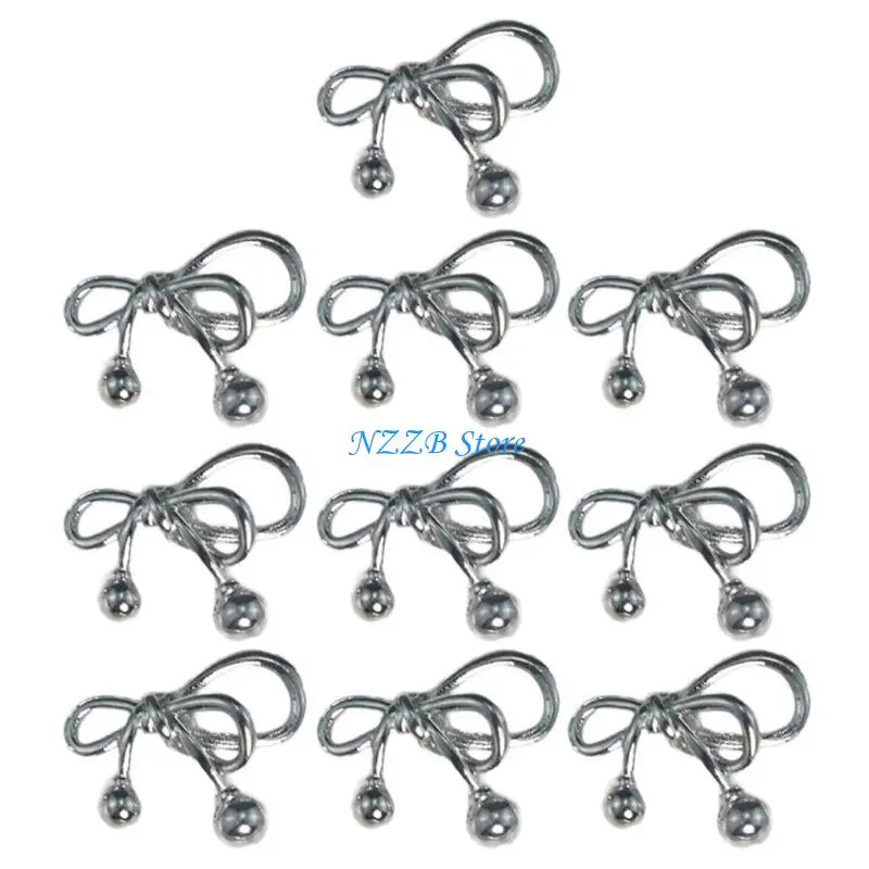 

T21F 10pcs Hollow Bowknot Charm 19.3x16mm Bowtie Pendants Antique Jewelry Making DIY