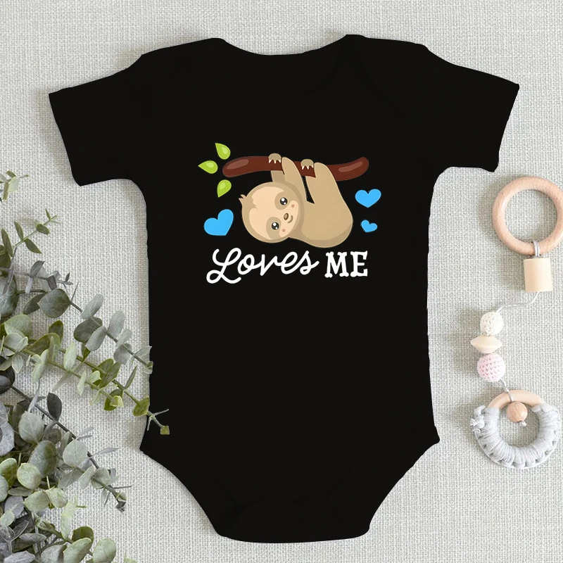 Autumn Newborn Clothes Cute Lazy Sloth Print Design Baby Boy Girl Short Sleeve Jumpsuit Soft Skin Friendly Cotton Infant Romper