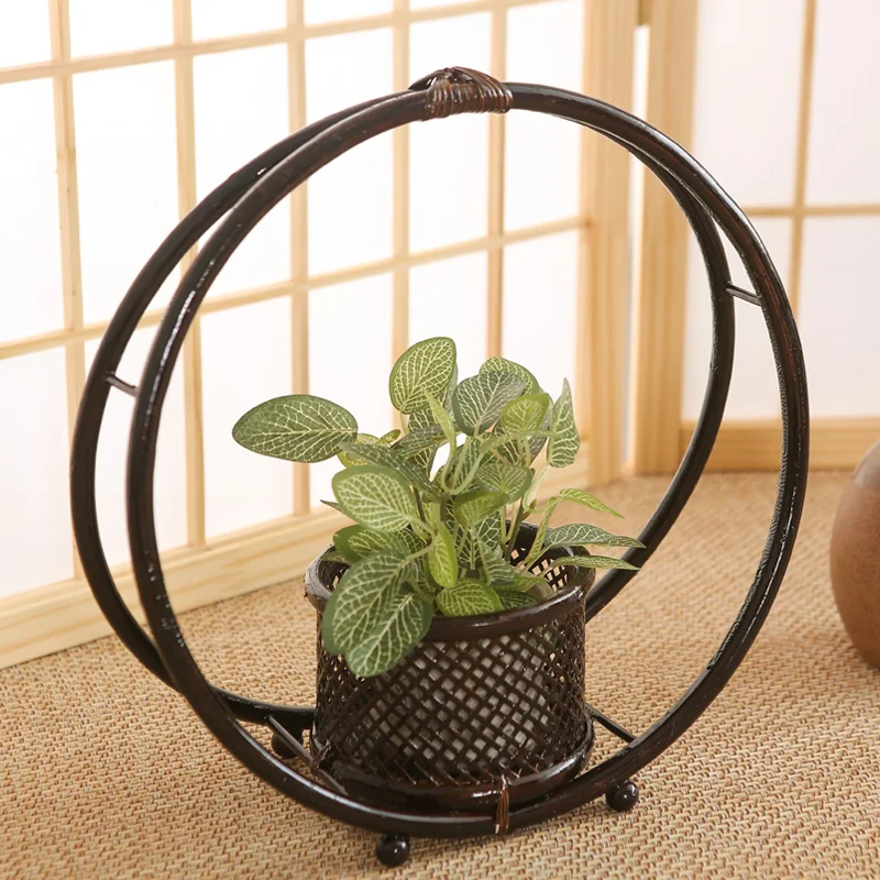 

Плетеная бамбуковая корзина для цветов Hanrted, круглая, для чайной церемонии, креативная, портативная ваза для цветов, простая, в японском стиле, для дома...