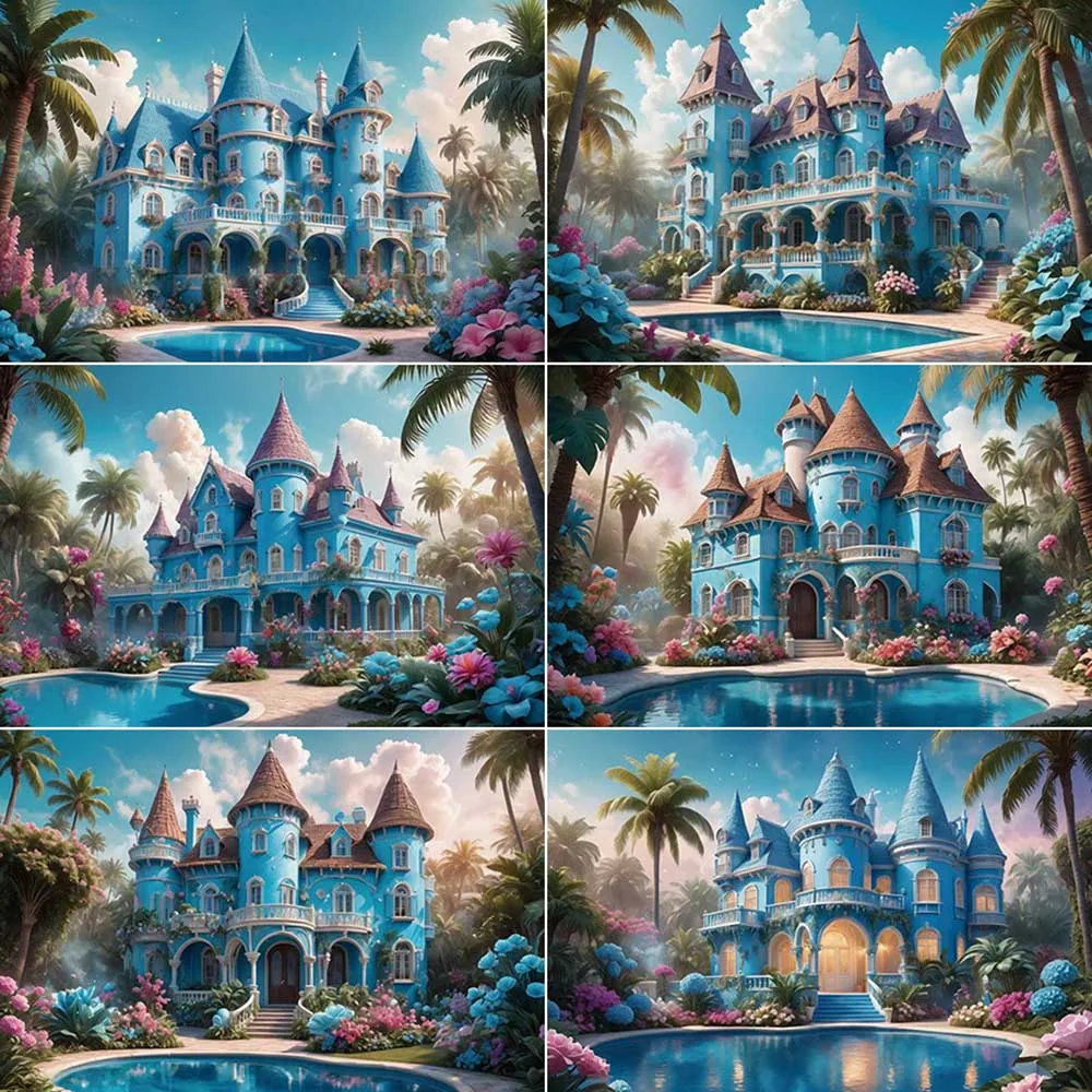 

MOON.QG Castle Frozen Background Photography Spring Swimming Pool Frozen Photocall Backdrop Baby Studio Photobooth Accessories