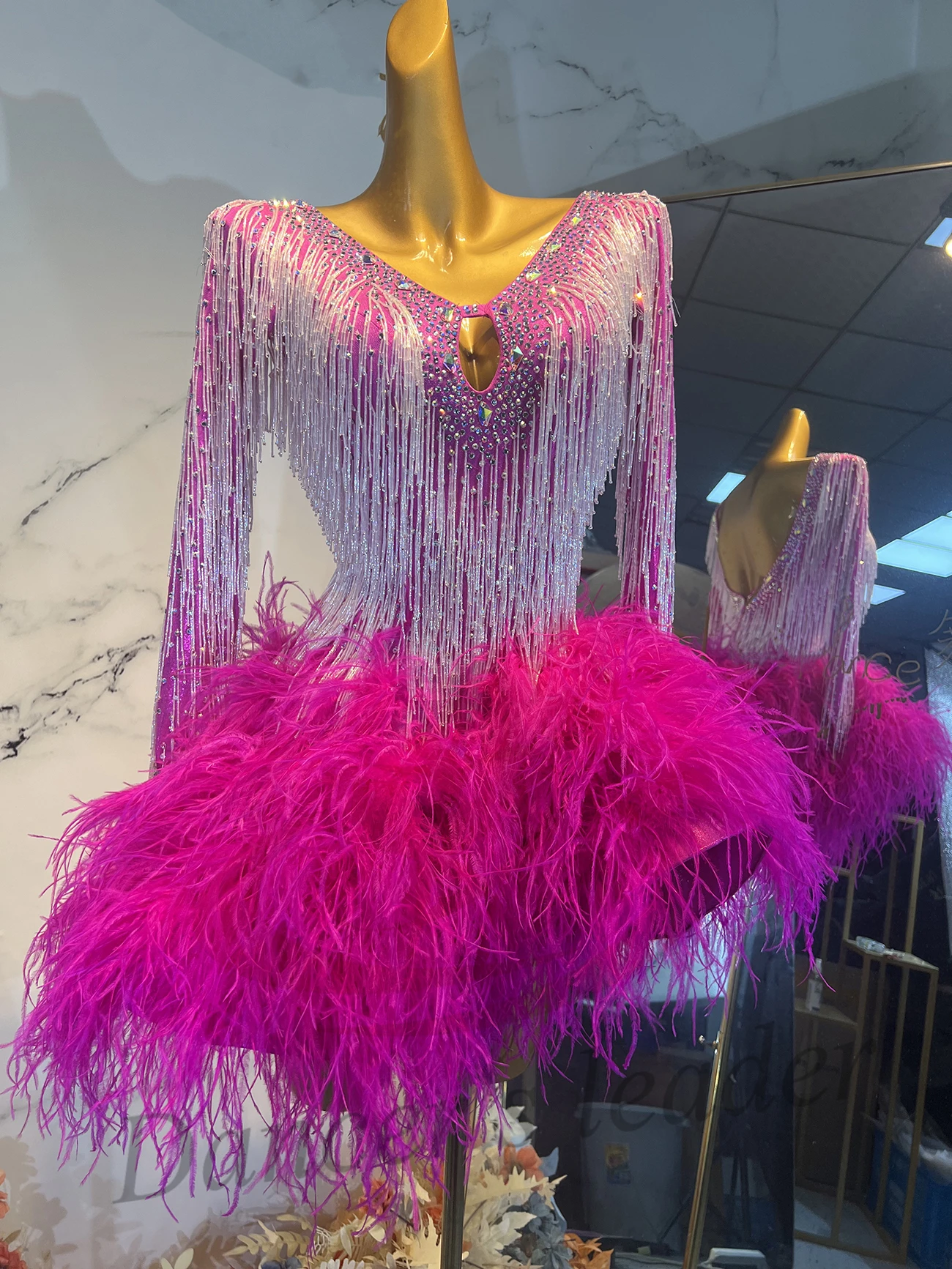 

Платье для латиноамериканских танцев для взрослых и детей, с пайетками, высококачественное, на заказ, плюшевая юбка, цветочное платье, танго, женская одежда