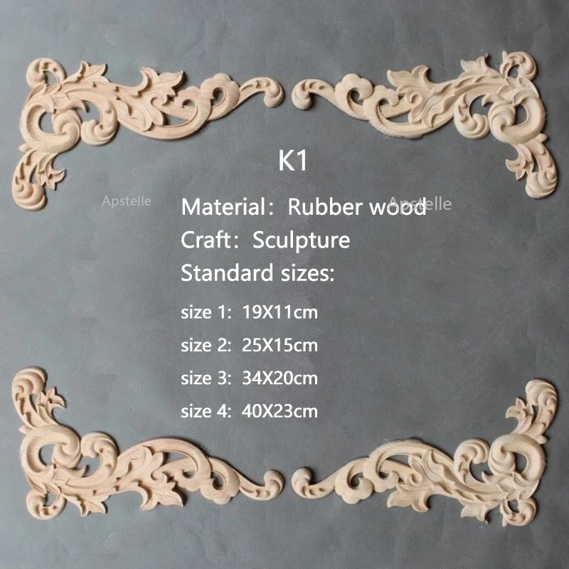 New Solid Wood Corner Flower Wood Carving Piece Furniture Decal Diagonal Flower Decoration Accessories Wholesale