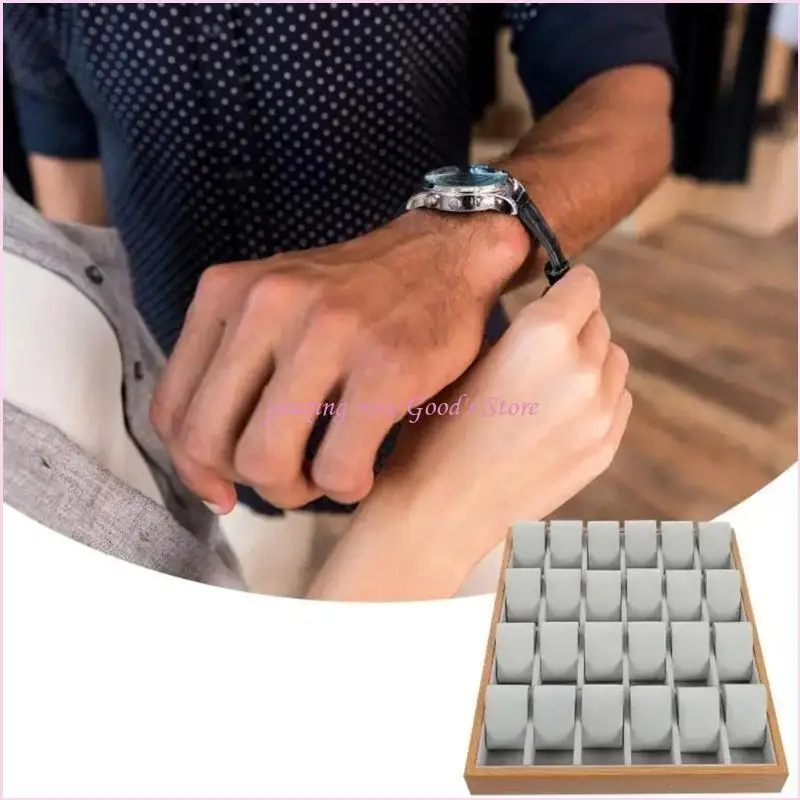 

57QA 24 Slots Space Saving Watch Holder Watch Display Tray Wristwatch Case