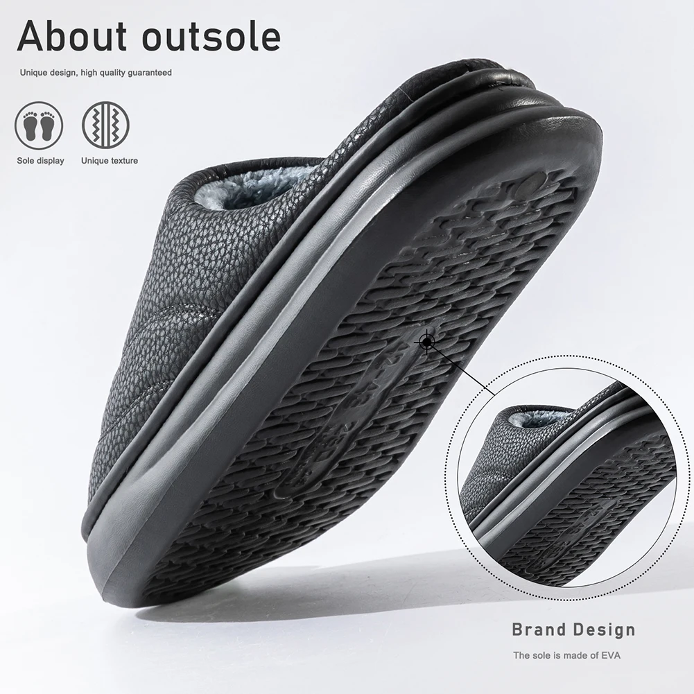أحذية فاخرة من إسفنج الذاكرة المنزلية للرجال شباشب دافئة شتوية مريحة وعالية الجودة ونعل EVA ناعم #3