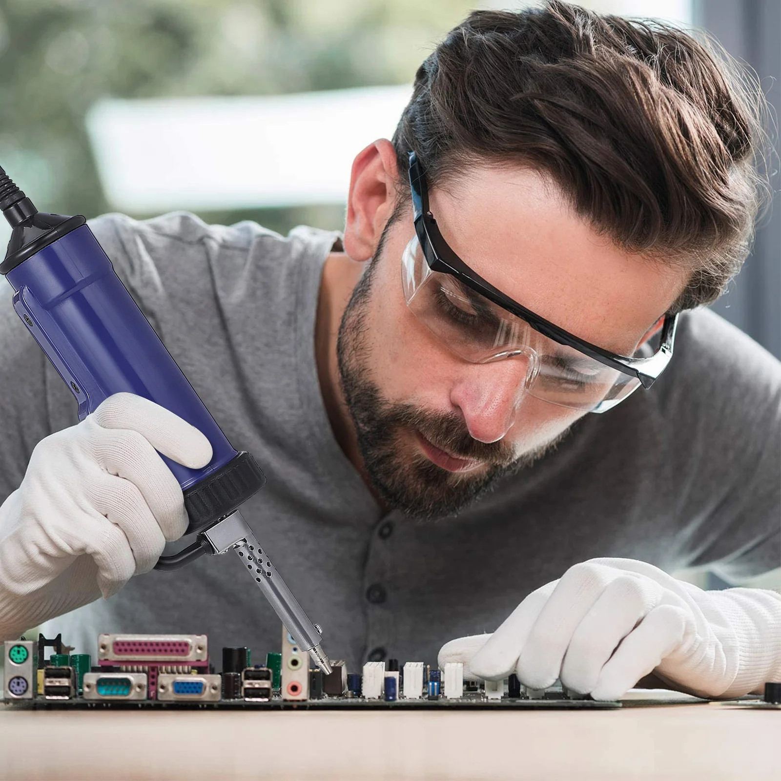 

Electric Desoldering Tool Suction Nozzle Eu Plug Fast Convenient Operation Electronic Appliances Maintenance Desoldering Pump