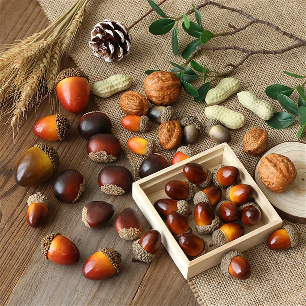

Simulation nuts model photo props Kitchen home festive decoration walnut peanut chestnuts acorn artificial fake dry fruits