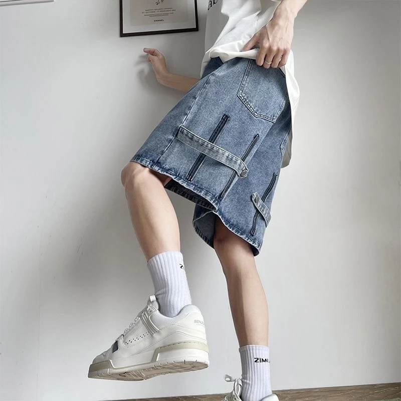

Men's Summer Mid Calf Loose Fit Denim Shorts Vintage Washed Comfortable Street Style Outfits