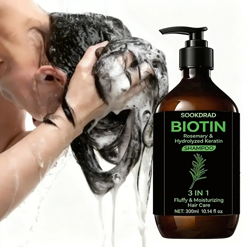 Biotin Shampoo, Rosemary Infused, Non-greasy Finish, Scalp Cleansing, Refreshing Hair Treatment 300ml