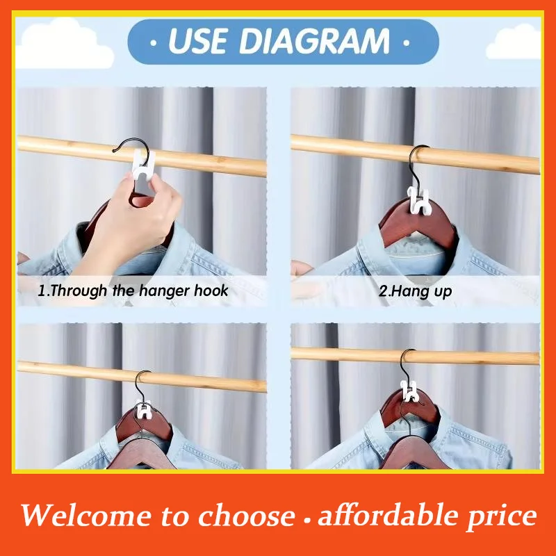 #30 Pcs Space Saving Clothes Hanger Connector Hooks PP Plastic Organizer for Bedroom Wardrobe Clothing Storage