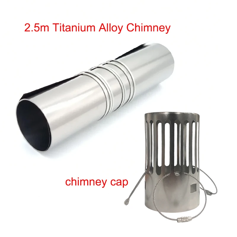 

Wooden Stove Chimney Tube, 2.5m Titanium Alloy Chimney, Chimney Cap, DIY Heating Stove Chimney Lightweight and Portable