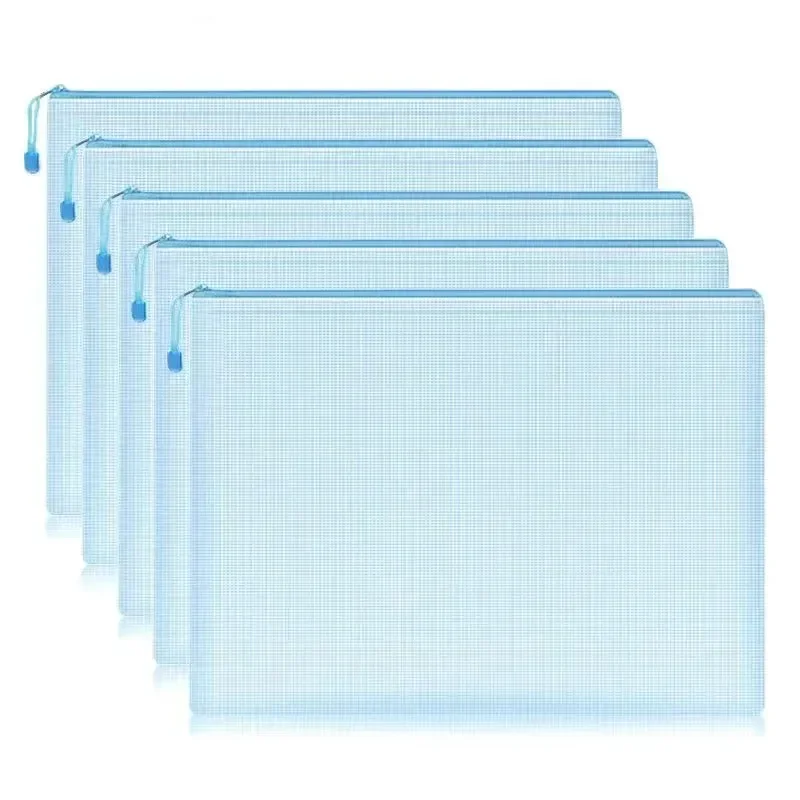 5PCS A4 A5 A6 Mesh Ritszakje Documententas Waterdichte Zip Bestandsmappen School Kantoorbenodigdheden Etui Opbergzakken