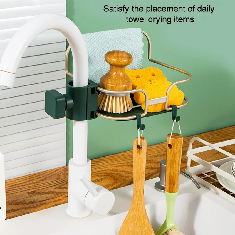 Rotary Faucet Rack For Kitchen Sponge Holder Drain Rack Sink Storage Rack Kitchen Accessories Home Gadgets  Bathroom Organizer