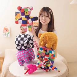 30cm Creative Anime Elmer The Elephant Figure Plush Doll Cute Cartoon Plaid Elephant Emma Plush Toy Kids Gift Christmas Gift