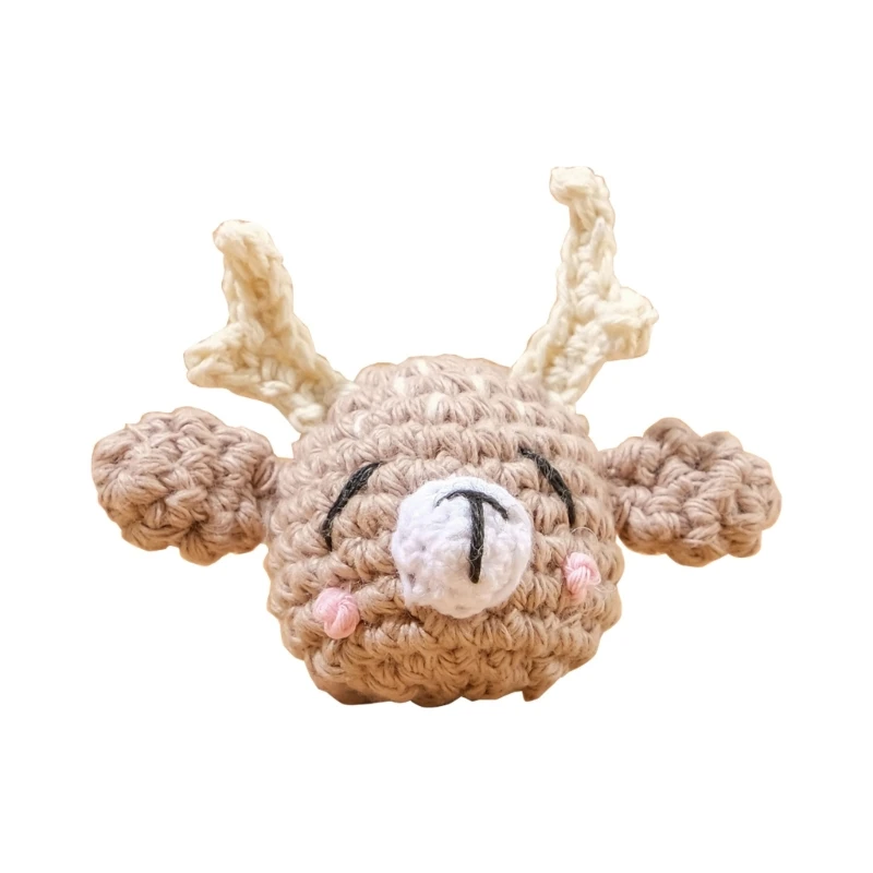 Handmade Crochet Animal Head Accessory DIY Baby Pacifier Chain Part Newborns Teether Toy Infant Chewing Toy Shower Gift