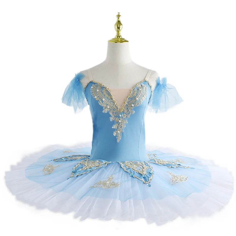 Vestido de balé para mulheres e meninas, Blue Swan Lake, panqueca tutu, bailarina vestido para adulto e criança