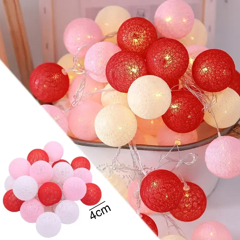 Cotton Ball String Fairy Night Lights LED Bulb Bedroom Christmas Halloween Outdoor Holiday Party Baby Bed Lights Decoration