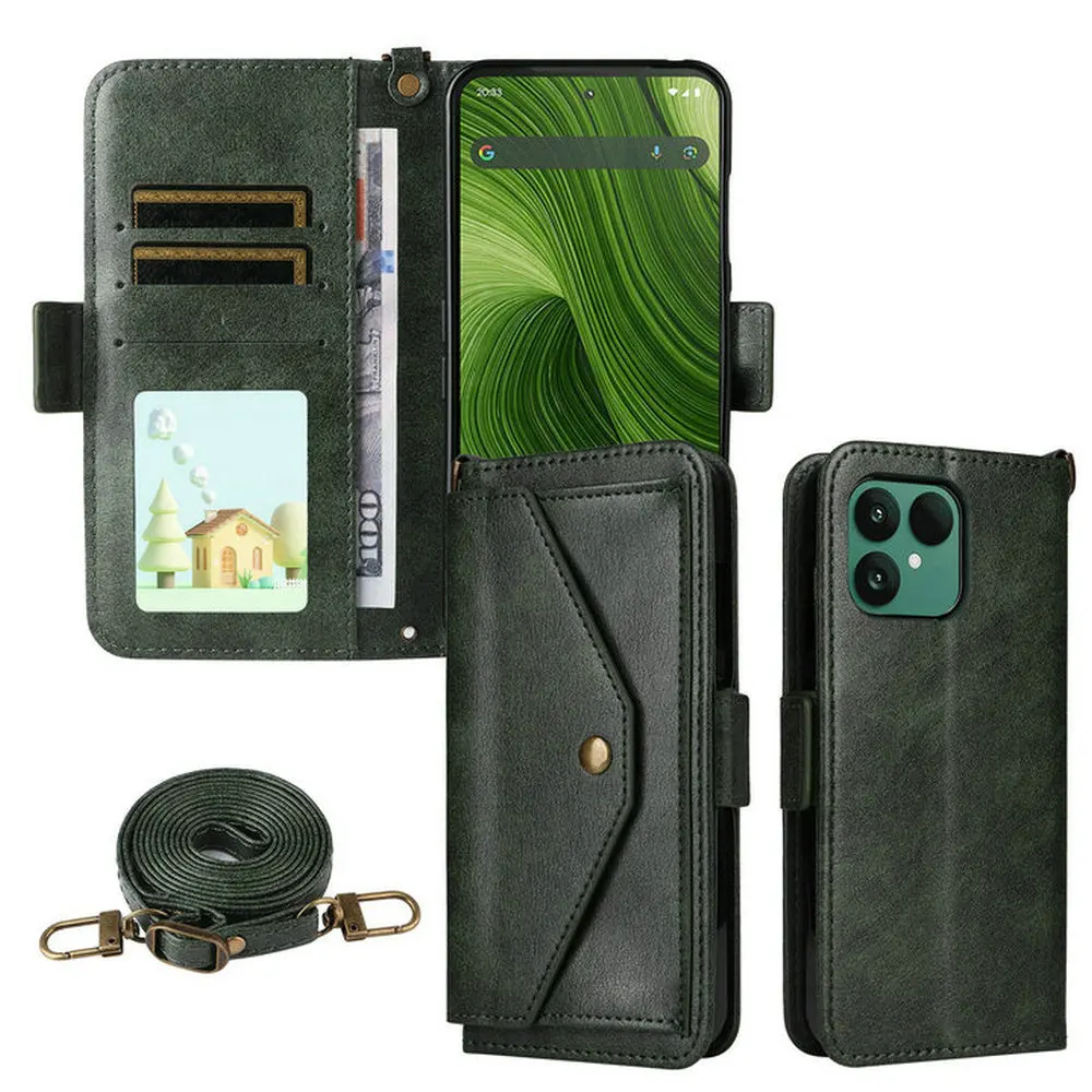 Para Fairphone 6 5G 2025 Funda cruzada con tapa de cuero 360 Funda protectora para FairPhone 6 Funda tipo billetera Fair Phone6 tarjetero Etui