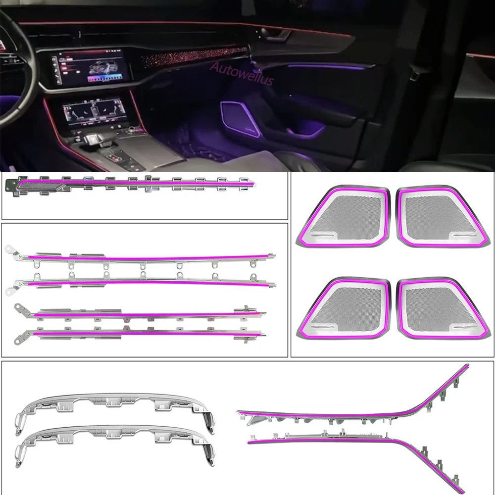 

Full Kit Ambient Lamp For Audi A6 A7 C8 2019-2025 Door Speaker Cover Atmospheric Light Co-pilot Glowing Accesaries